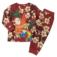 Crimson Red Tropical Christmas Hawaii Tapa Christmas Pajama Set Aloha Santa Drink Party - Polynesian Pride