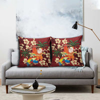 Crimson Red Tropical Christmas Hawaii Tapa Pillow Cover Aloha Santa Drink Party LT7 - Polynesian Pride