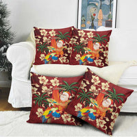 Crimson Red Tropical Christmas Hawaii Tapa Pillow Cover Aloha Santa Drink Party LT7 - Polynesian Pride