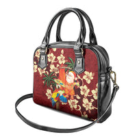 Crimson Red Tropical Christmas Hawaii Tapa Shoulder Handbag Aloha Santa Drink Party - Polynesian Pride