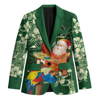 Moss Green Tropical Christmas Hawaii Tapa Blazer Aloha Santa Drink Party - Polynesian Pride