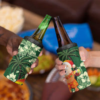 Moss Green Tropical Christmas Hawaii Tapa 4 in 1 Can Cooler Tumbler Aloha Santa Drink Party - Polynesian Pride