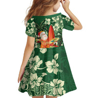 Moss Green Tropical Christmas Hawaii Tapa Family Matching Summer Maxi Dress and Hawaiian Shirt Aloha Santa Drink Party - Polynesian Pride