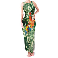 Moss Green Tropical Christmas Hawaii Tapa Family Matching Tank Maxi Dress and Hawaiian Shirt Aloha Santa Drink Party - Polynesian Pride