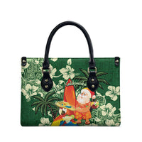 Moss Green Tropical Christmas Hawaii Tapa Leather Bag Aloha Santa Drink Party LT7 - Polynesian Pride
