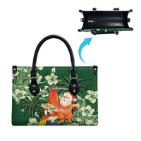 Moss Green Tropical Christmas Hawaii Tapa Leather Bag Aloha Santa Drink Party LT7 - Polynesian Pride