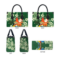 Moss Green Tropical Christmas Hawaii Tapa Leather Bag Aloha Santa Drink Party LT7 - Polynesian Pride
