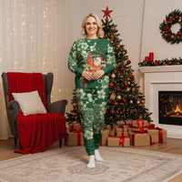 Moss Green Tropical Christmas Hawaii Tapa Christmas Pajama Set Aloha Santa Drink Party - Polynesian Pride