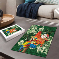 Moss Green Tropical Christmas Hawaii Tapa Puzzle Aloha Santa Drink Party - Polynesian Pride