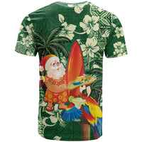 Moss Green Tropical Christmas Hawaii Tapa T Shirt Aloha Santa Drink Party - Polynesian Pride
