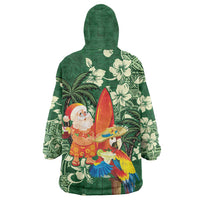 Moss Green Tropical Christmas Hawaii Tapa Wearable Blanket Hoodie Aloha Santa Drink Party - Polynesian Pride