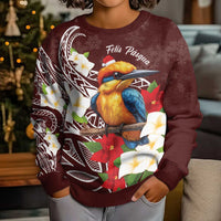 Felis Pasgua Guam Kid Ugly Christmas Sweater Christmas Sihek Kingfisher with Guasali
