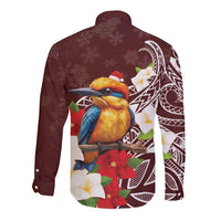 Felis Pasgua Guam Long Sleeve Button Shirt Christmas Sihek Kingfisher with Guasali