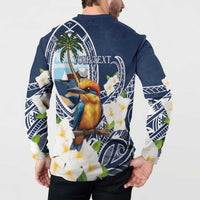 Hafa Adai Guam Button Sweatshirt Sihek Guam Kingfisher with Guasali