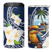 Hafa Adai Guam 4 in 1 Can Cooler Tumbler Sihek Guam Kingfisher with Guasali LT7 One Size: 16 oz Navy Blue - Polynesian Pride