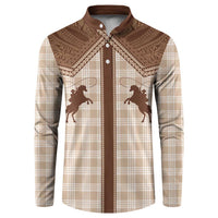 Aloha Hawaii Cowboys Paniolo Button Sweatshirt Beige Palaka - Polynesian Pride