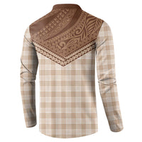 Aloha Hawaii Cowboys Paniolo Button Sweatshirt Beige Palaka - Polynesian Pride