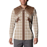 Aloha Hawaii Cowboys Paniolo Button Sweatshirt Beige Palaka - Polynesian Pride