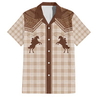 Aloha Hawaii Cowboys Paniolo Family Matching Short Sleeve Bodycon Dress and Hawaiian Shirt Beige Palaka - Polynesian Pride