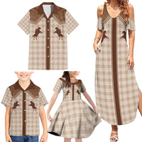 Aloha Hawaii Cowboys Paniolo Family Matching Summer Maxi Dress and Hawaiian Shirt Beige Palaka LT7 - Polynesian Pride