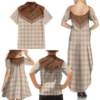 Aloha Hawaii Cowboys Paniolo Family Matching Summer Maxi Dress and Hawaiian Shirt Beige Palaka LT7 - Polynesian Pride