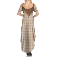 Aloha Hawaii Cowboys Paniolo Family Matching Summer Maxi Dress and Hawaiian Shirt Beige Palaka LT7 - Polynesian Pride