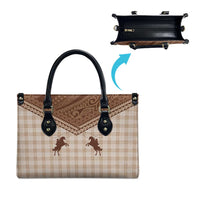 Aloha Hawaii Cowboys Paniolo Leather Bag Beige Palaka LT7 - Polynesian Pride