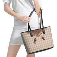 Aloha Hawaii Cowboys Paniolo Leather Tote Bag Beige Palaka - Polynesian Pride
