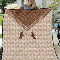 Aloha Hawaii Cowboys Paniolo Quilt Beige Palaka - Polynesian Pride