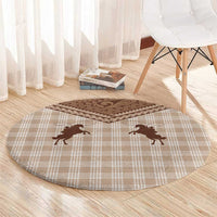 Aloha Hawaii Cowboys Paniolo Round Carpet Beige Palaka - Polynesian Pride