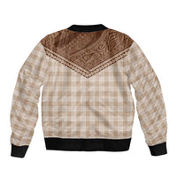 Aloha Hawaii Cowboys Paniolo Sleeve Zip Bomber Jacket Beige Palaka - Polynesian Pride