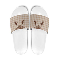 Aloha Hawaii Cowboys Paniolo Slide Sandals Beige Palaka - Polynesian Pride