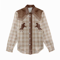 Aloha Hawaii Cowboys Paniolo Women Casual Shirt Beige Palaka - Polynesian Pride