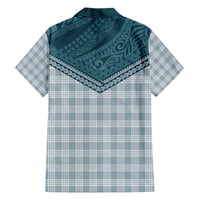 Aloha Hawaii Cowboys Paniolo Family Matching Off The Shoulder Long Sleeve Dress and Hawaiian Shirt Teal Palaka - Polynesian Pride