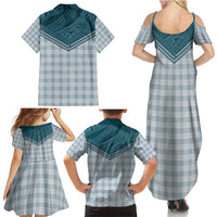 Aloha Hawaii Cowboys Paniolo Family Matching Summer Maxi Dress and Hawaiian Shirt Teal Palaka LT7 - Polynesian Pride