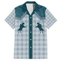 Aloha Hawaii Cowboys Paniolo Family Matching Summer Maxi Dress and Hawaiian Shirt Teal Palaka LT7 Dad's Shirt - Short Sleeve Teal - Polynesian Pride