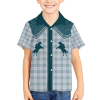 Aloha Hawaii Cowboys Paniolo Family Matching Summer Maxi Dress and Hawaiian Shirt Teal Palaka LT7 Son's Shirt Teal - Polynesian Pride