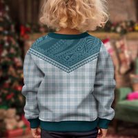Aloha Hawaii Cowboys Paniolo Kid Ugly Christmas Sweater Teal Palaka - Polynesian Pride
