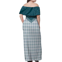 Aloha Hawaii Cowboys Paniolo Off Shoulder Maxi Dress Teal Palaka - Polynesian Pride