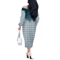 Aloha Hawaii Cowboys Paniolo Off The Shoulder Long Sleeve Dress Teal Palaka LT7 - Polynesian Pride