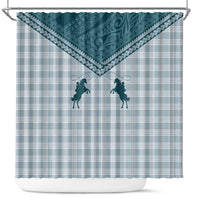 Aloha Hawaii Cowboys Paniolo Shower Curtain Teal Palaka - Polynesian Pride