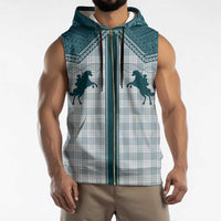 Aloha Hawaii Cowboys Paniolo Sleeveless Zip Hoodie Teal Palaka - Polynesian Pride