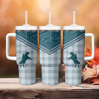 Aloha Hawaii Cowboys Paniolo Tumbler With Handle Teal Palaka - Polynesian Pride