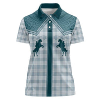 Aloha Hawaii Cowboys Paniolo Women Polo Shirt Teal Palaka - Polynesian Pride