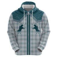 Aloha Hawaii Cowboys Paniolo Zip Hoodie Teal Palaka - Polynesian Pride