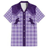 Aloha Hawaii Cowboys Paniolo Family Matching Off The Shoulder Long Sleeve Dress and Hawaiian Shirt Violet Palaka - Polynesian Pride