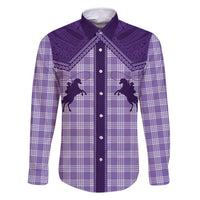 Aloha Hawaii Cowboys Paniolo Family Matching Off Shoulder Short Dress and Hawaiian Shirt Violet Palaka LT7 Dad's Shirt - Long Sleeve Purple - Polynesian Pride