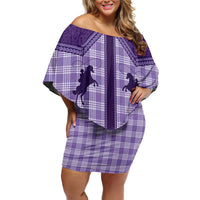 Aloha Hawaii Cowboys Paniolo Family Matching Off Shoulder Short Dress and Hawaiian Shirt Violet Palaka LT7 Mom's Dress Purple - Polynesian Pride
