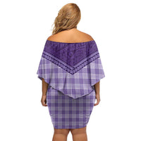 Aloha Hawaii Cowboys Paniolo Family Matching Off Shoulder Short Dress and Hawaiian Shirt Violet Palaka LT7 - Polynesian Pride