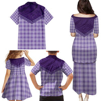 Aloha Hawaii Cowboys Paniolo Family Matching Puletasi and Hawaiian Shirt Violet Palaka - Polynesian Pride